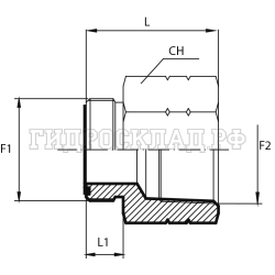 Адаптер ORFS(ш) 9/16" - NPT(F) 1/4" (Vitillo SPA)