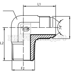 Адаптер 90° JIC(ш) 9/16" - NPT(ш) 1/4" (Vitillo SPA)