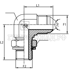 Адаптер 90° JIC(ш) 1.1/16" - BSPP(ш) 1" o.r.+ контргайка (Vitillo SPA)