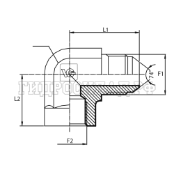 Адаптер 90° JIC(ш) 7/16" - BSPP(F) 1/8" (Vitillo SPA)