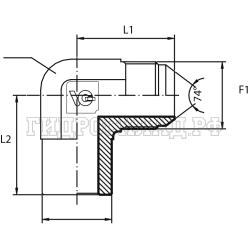 Адаптер 90° JIC(ш) 7/8" - Pipe=23 (Vitillo SPA)