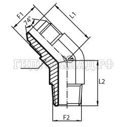 Адаптер 45° JIC(ш) 9/16" - NPT(ш) 3/8" (Vitillo SPA)