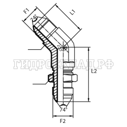 Адаптер 45° JIC(ш) 1/2" - JIC(ш) 1/2" проходной (Vitillo SPA)