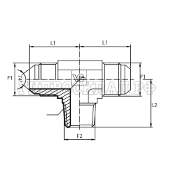 Адаптер тройник  JIC(ш) 1.5/8" - JIC(ш) 1.5/8" - BSPT(ш) 1" (Vitillo SPA)