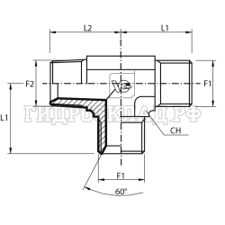 Адаптер тройник  JIC(ш) 1.5/16" - NPT(ш) 1.5/16"  - JIC(ш) 1.5/16" (Vitillo SPA)