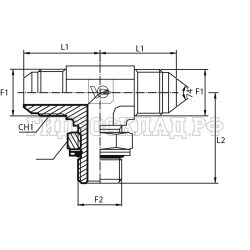 Адаптер тройник  JIC(ш) 1/2" - JIC(ш) 1/2" - BSPP(ш) 1/8" o.r.+ контргайка (Vitillo SPA)