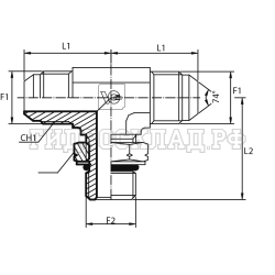 Адаптер тройник  JIC(ш) 1/2" - JIC(ш) 1/2" - Metric(ш) 10X1 o.r.+ контргайка (Vitillo SPA)