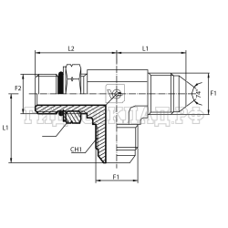 Адаптер тройник  JIC(ш) 1/2" - Metric(ш) 14X1.5 o.r.+ контргайка - JIC(ш) 1/2" (Vitillo SPA)