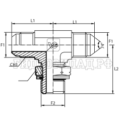 Адаптер тройник  JIC(ш) 1/2" - JIC(ш) 1/2" - Metric(ш) 14X1.5 o.r.+ш+ контргайка (Vitillo SPA)