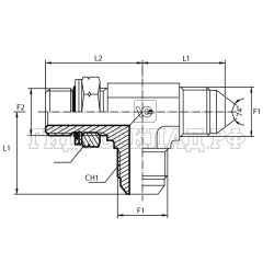 Адаптер тройник  JIC(ш) 1/2" - Metric(ш) 14X1.5 o.r.+ш+ контргайка - JIC(ш) 1/2" (Vitillo SPA)