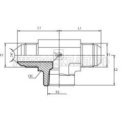 Адаптер тройник  JIC(ш) 7/16" - JIC(ш) 1/8" - NPT(F) 7/16" (Vitillo SPA)