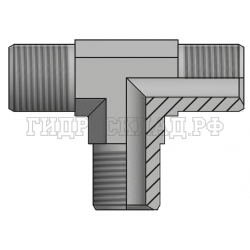 Адаптер тройник BSP(ш)1/4"-BSP(ш)3/8"-BSP(ш)1/4" (Китай)