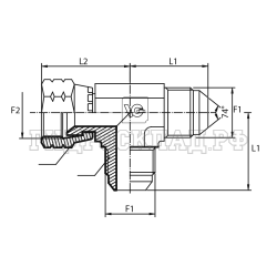 Адаптер тройник  JIC(ш) 1.1/16" - JIC(ш) 1.1/16"  - JIC(г) 1.1/16" (Китай)