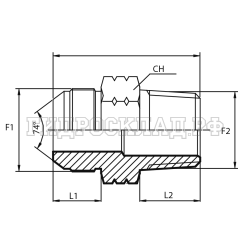 Адаптер  JIC(ш) 1.5/16" - NPT(ш) 3/4" (Китай)