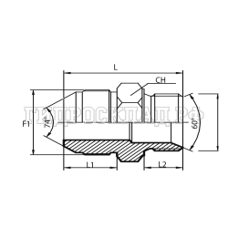 Адаптер  JIC(ш) 1.7/8" - BSP(ш) 1.1/2" sv60° (Китай)
