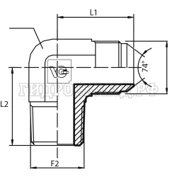 Адаптер 90° JIC(ш) 1.1/16" - BSPT(ш) 3/4" (Китай)