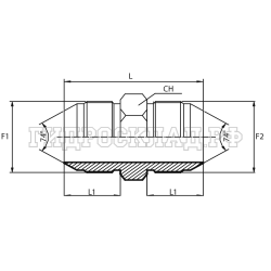 Адаптер  JIC(ш) 1.1/16" -  JIC(ш) 7/8" (Vitillo SPA)