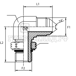Адаптер 90° JIC(ш) 1.7/8" - UNF(ш) 1.7/8" o.r.+ контргайка (Китай)