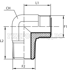 Адаптер 90° ORFS(ш) 11/16" - NPT(ш) 1/4" (Vitillo SPA)