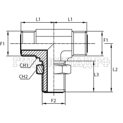 Адаптер тройник ORFS(ш) 1" гориз. контргайка (Vitillo SPA)