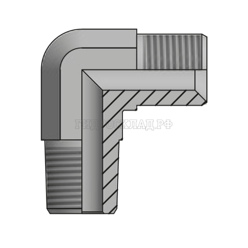 Адаптер 90° BSP(ш) 5/8" - NPT(ш) 1/2" (Vitillo SPA)