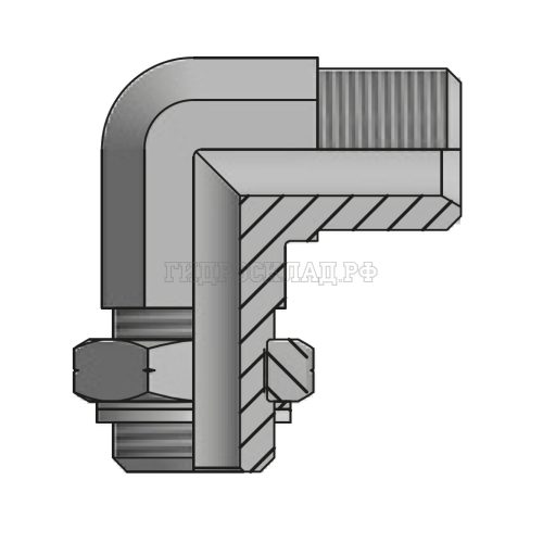 Адаптер 90° DK(ш) 12X1.5 - Metric(ш) 14X1.5 o.r.+ контргайка (Vitillo SPA)