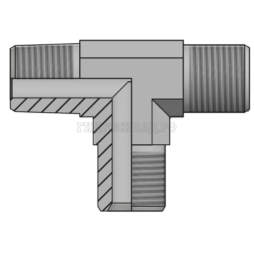 Адаптер тройник BSP(ш) 1/4" - NPT(ш) 1/4"  - BSP(ш) 1/4" (Vitillo SPA)