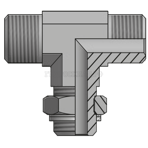 Адаптер тройник BSP(ш) 1/4" - BSP(ш) 1/4" - BSPP(ш) 1/4" o.r.+ контргайка (Vitillo SPA)