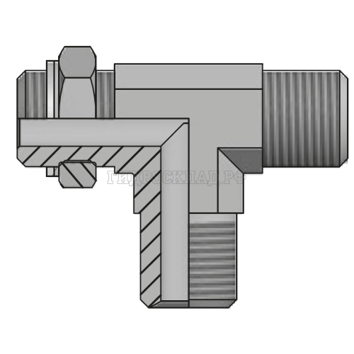 Адаптер тройник BSP(ш) 1/2" - BSPP(ш) 1/2" o.r.+ контргайка - BSP(ш) 1/2" (Vitillo SPA)