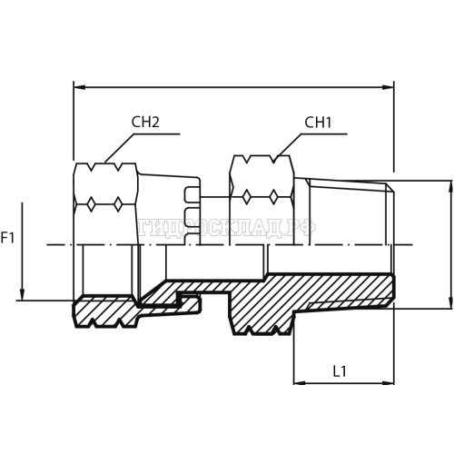 Адаптер  JIC(г) 1/2" - NPT(ш) 1/4" (Vitillo SPA)