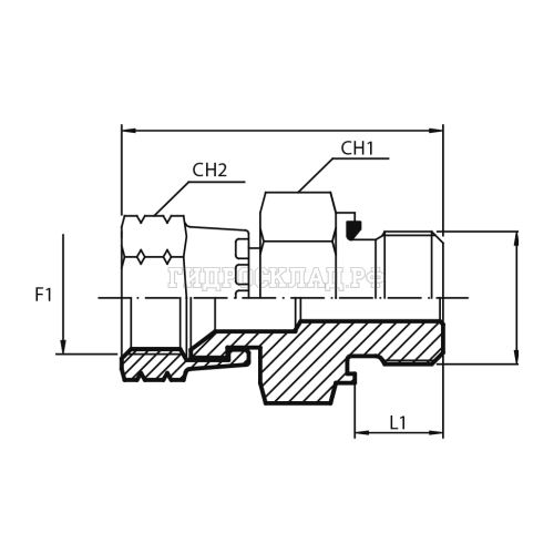 Адаптер  JIC(г) 1.7/8" - BSPP(ш) 1.1/2" Form E (Vitillo SPA)
