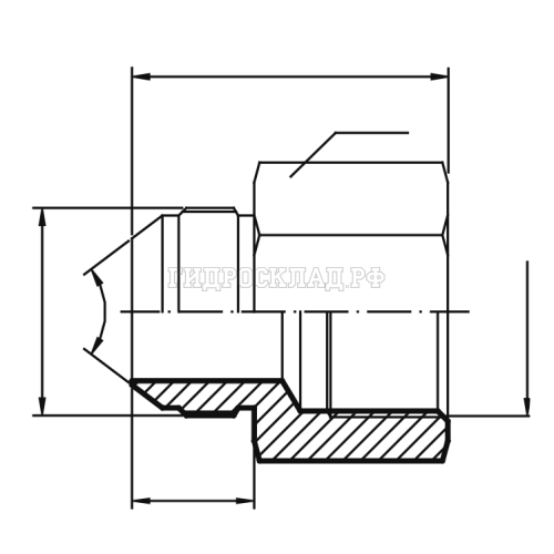 Адаптер  JIC(ш) 1/2" - BSPP(F) 1/4" (Vitillo SPA)