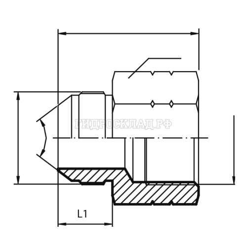 Адаптер  JIC(ш) 7/8" - NPT(F) 1/2" (Vitillo SPA)