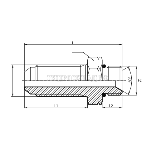 Адаптер JIC(ш) 9/16" - DKM(ш) 14X1.5 проходной (Vitillo SPA)