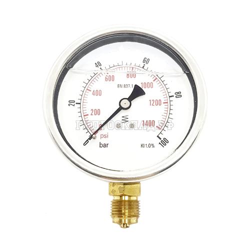 Манометр 100мм 0-100 бар  NPT R1/2 (снизу)  (Mini Press)
