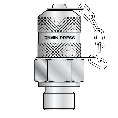 Точка контроля давления S12.65x1.5 - 5/16”-24UNF(ш) Type E (мет.колп.с цеп.) (Mini Press)