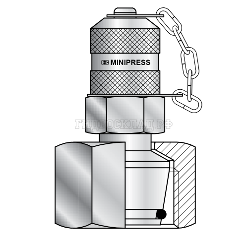 Точка контроля давления S12.65x1.5 - DKOS(г) M 52x2 (мет.колп.с цеп.) (Mini Press)
