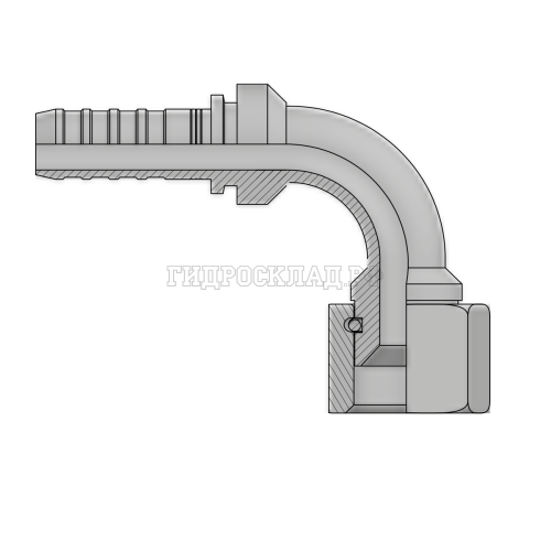 Фитинг JIC (г) 3/4” DN=10 (90°) InterLock (без зачистки) (thrust-wire nut)