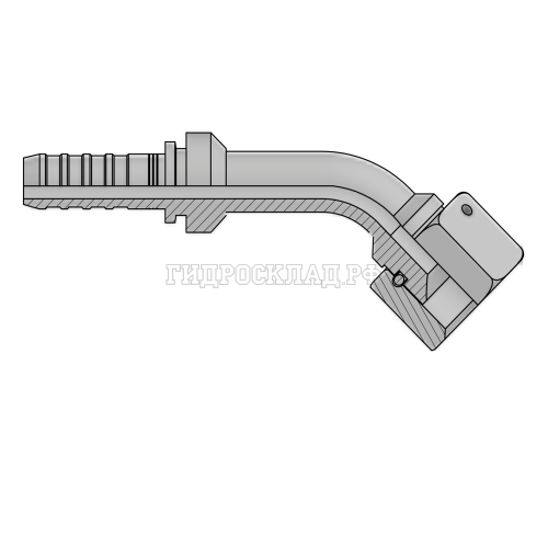 Фитинг JIC (г) 3/4” DN=10 (45°) InterLock (без зачистки) (thrust-wire nut)