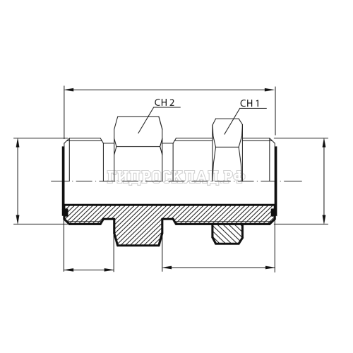 Адаптер ORFS(ш) 2" - ORFS(ш) 2" проходной (Vitillo SPA)