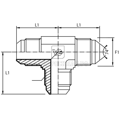 Адаптер тройник  JIC(ш) 1.5/16" (Vitillo SPA)