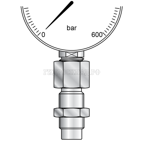 Адаптер манометра G1/4" - с точкой контроля M16x2 (0°) (Китай)