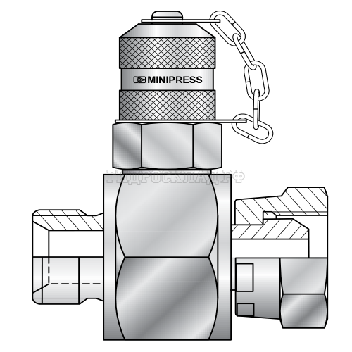 Адаптер M16x2 - с точкой контроля BSP(ш)3/4"-BSP(г)3/4" - мет.колп.с цеп. (Китай)