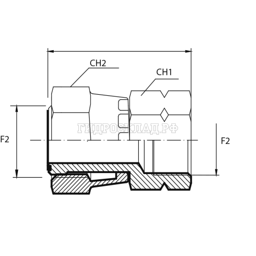 Адаптер ORFS(г) 1" - Metric(F) 10x1 (Vitillo SPA)