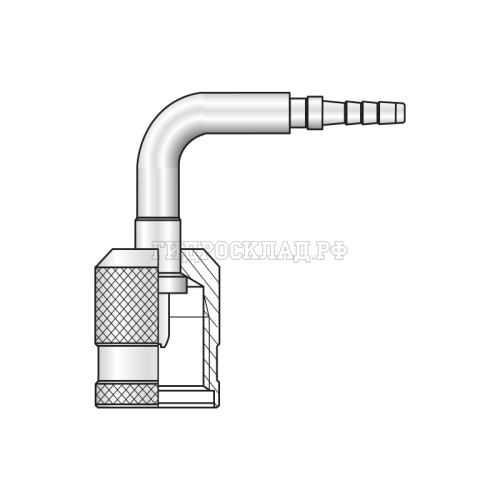 Фитинг к точке контроля M16x2 Ду=2мм (90°) с муфтой  (Mini Press)