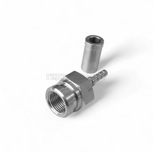 Фитинг (F) M12X1.0 (0°) DN=03мм, внутр.конус,нерж. (с муфтой) (Китай)