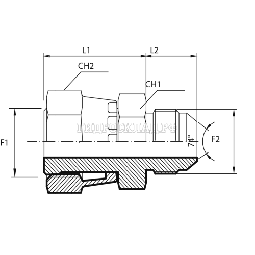 Адаптер ORFS(г) 1.11/16" - JIC(ш) 1.5/8" (Vitillo SPA)