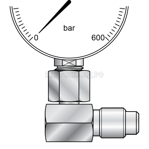 Адаптер манометра G1/2" - с точкой контроля M16x2 (90°) (Китай)