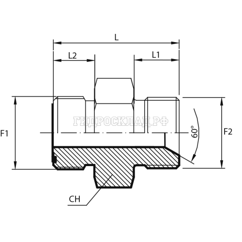 Адаптер ORFS(ш) 1.3/16" - BSP(ш) 3/4" SV 60° (Китай)