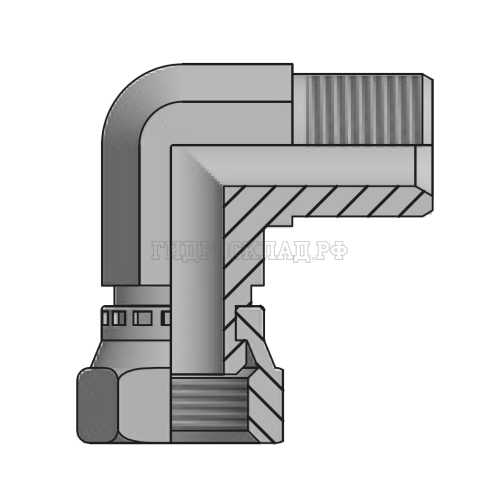 Адаптер 90° BSP(ш) 3/8" - BSP(г) 3/8" (Китай)